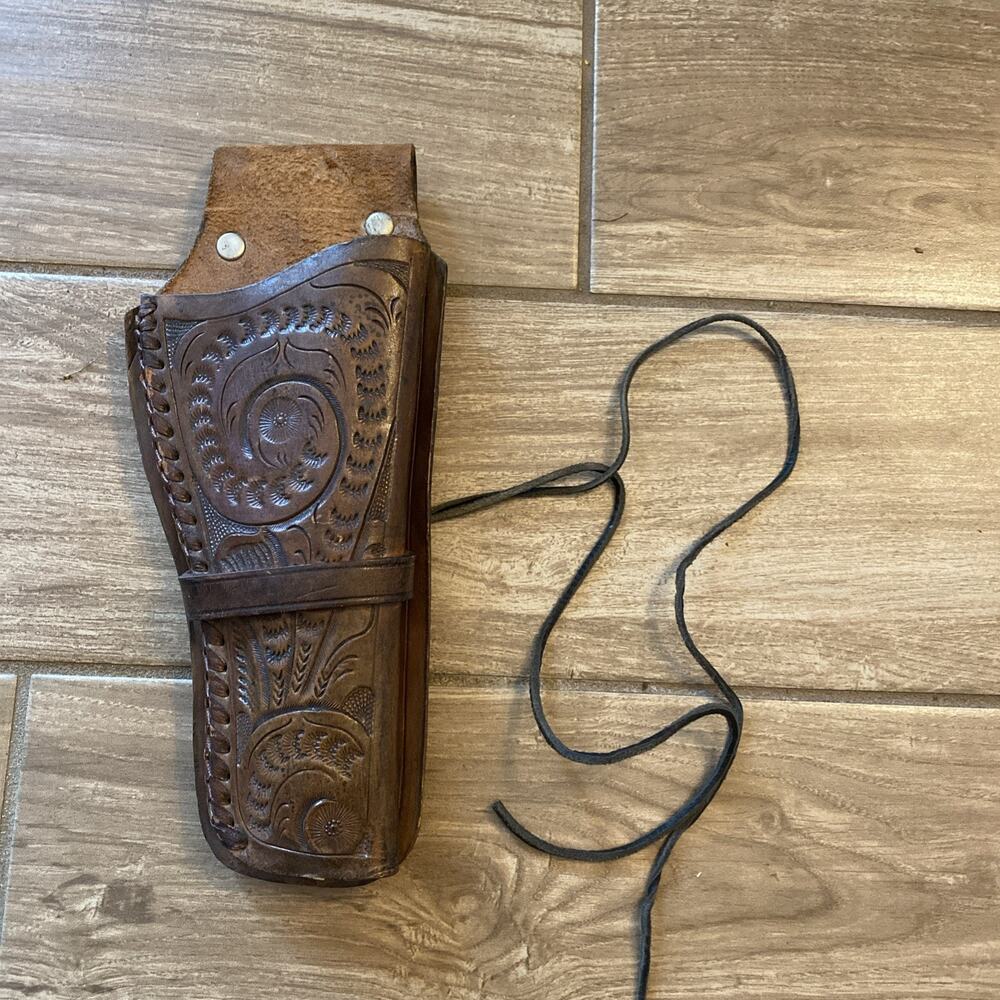 Vintage leather hand carved holster